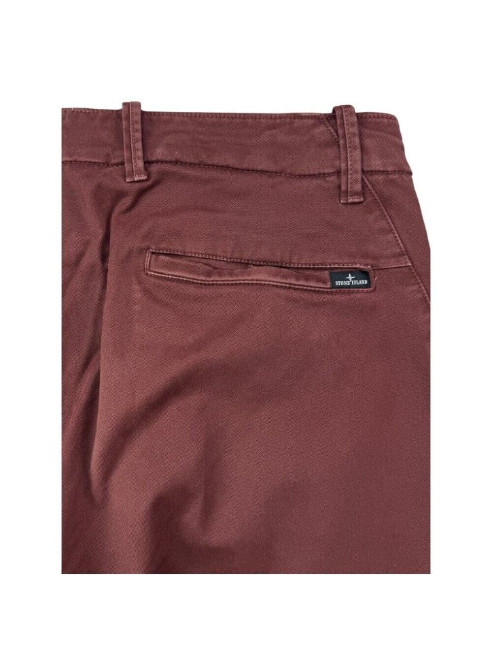 STONE ISLAND Chino Slim Fit Pants Type SK Size 34 Washed Maroon - Picture 8 of 9
